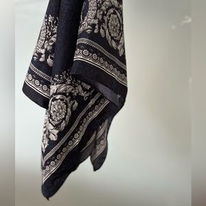Navy Blue and Silver Authentic Versace Scarf
